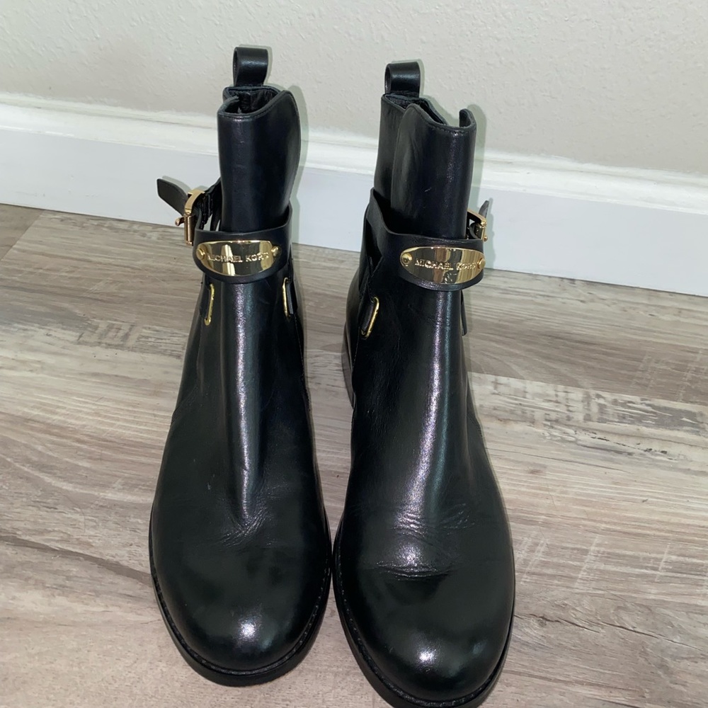 Michael Kors black leather booties